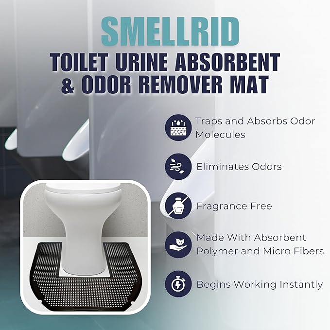 SMELLRID Absorbent & Odor - Control Bathroom Mat for Toilets for Men – High-Performance Splash Pad for Hygiene and Floor Protection – Durable Bathroom Mats – Pack of 6 (22 x 22 x 0.25 Inches) - Image 4
