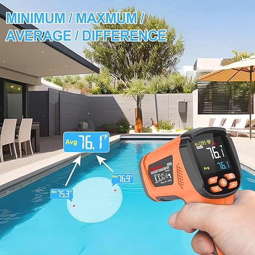 MESTEK Infrared Thermometer Temperature Gun -40℉~2912℉, High Temp Thermometer with Thermocouple Probe, Non-contact Digital Laser Thermometer Gun 50:1 Pyrometer for Industrial HVAC Forge Metal Smelting - Image 4