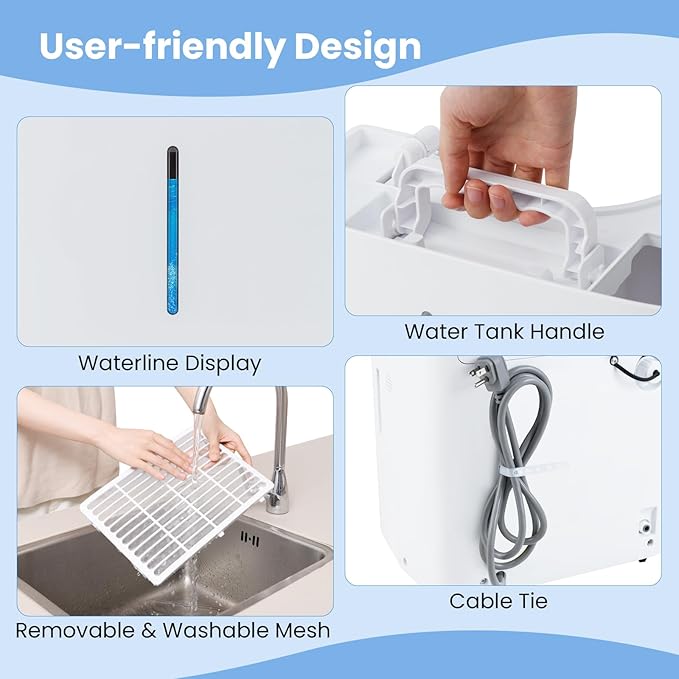ARLIME 94.5 Pints Dehumidifier for Home, 6000 Sq.Ft Dehumidifier w/24H Timer, LED Display, Child Lock, Drain Hose& Auto Defrost for Bedroom Basement Garage Office (94.5 Pints) - Image 7
