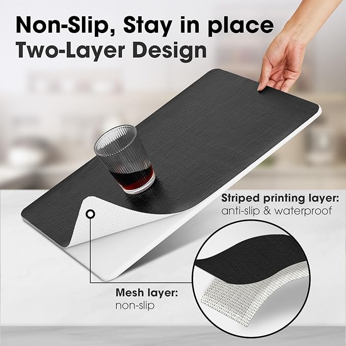 Drawer and Shelf Liner, Non-Slip Kitchen Cabinet Liners Non-Adhesive Thick Strong Grip Waterproof Washable Mats Protect Dresser Shelves Cupboard Bathroom Cabinets, Black, 24 in X 30 FT - Image 2