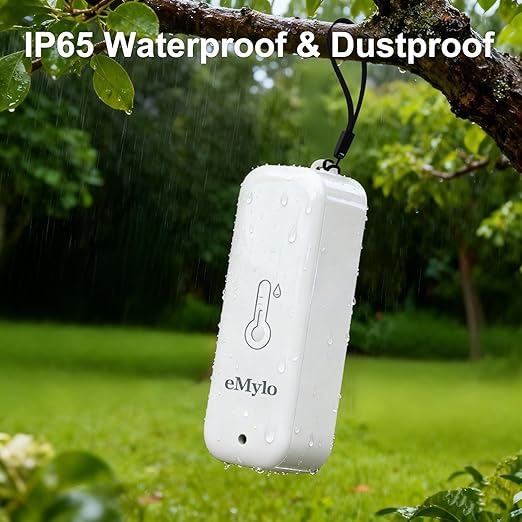eMylo Indoor Outdoor Thermometer Hygrometer RTH11, IP65 Waterproof Temperature Humidity Sensor for Home with APP Alert, 492ft Monitoring Range, Requires Connection to WiFi Gateway(Not Included) - Image 2