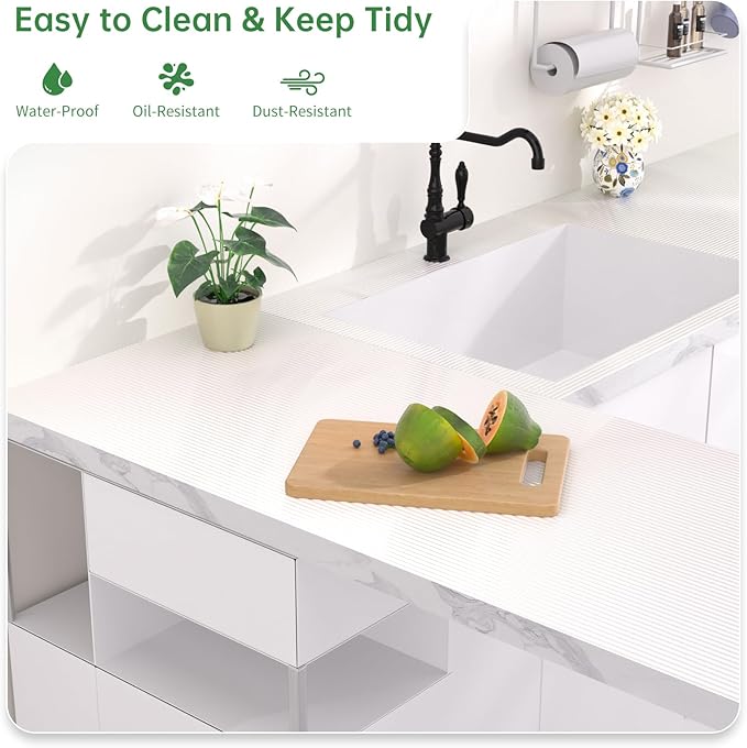Shelf and Drawer Liner for Kitchen Cabinet, Non-Adhesive 12in x 120in Waterproof Durable Thickened EVA Material Easy-to-Cut Contact Paper Non Slip Mat for Refrigerator, Cupboard, Dresser - Image 4