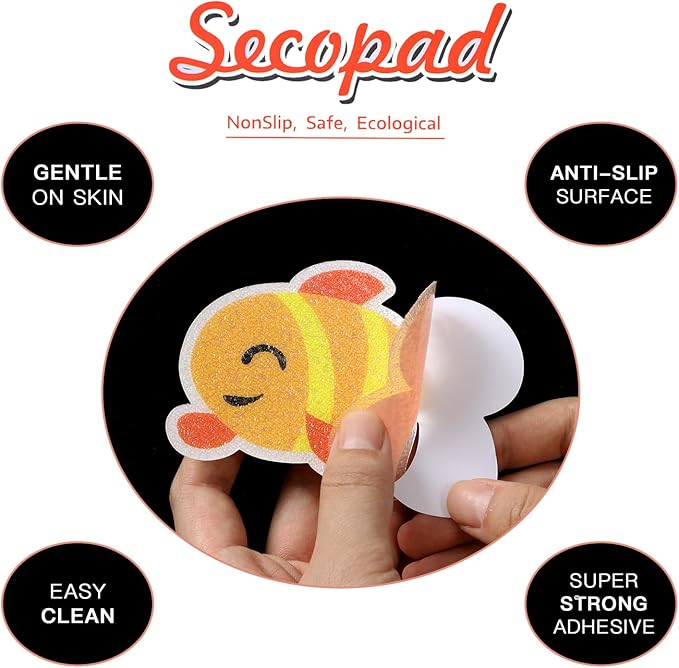 Non Slip Bathtub Stickers, 20pcs Submarine Sea Creature Adhesive Kids Anti Slip Decal Treads for Shower and Bath Tub with Premium Scraper - Image 2