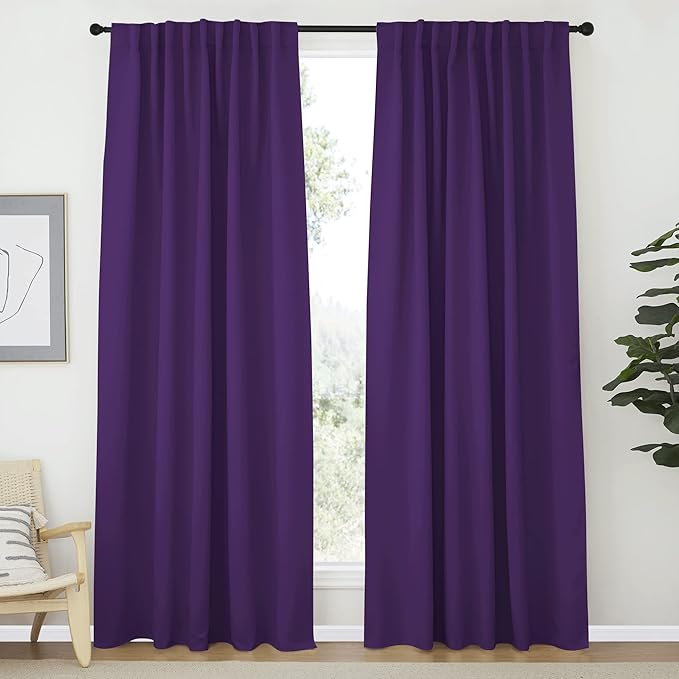NICETOWN Blackout Curtain Panels Window Draperies - (Royal Purple Color) 62x84 inch, 2 Pieces, Privacy Blackout Cloth Fabric, Living Bedroom Room Divider/Sliding Patio Decor Window Curtains by NICETOWN