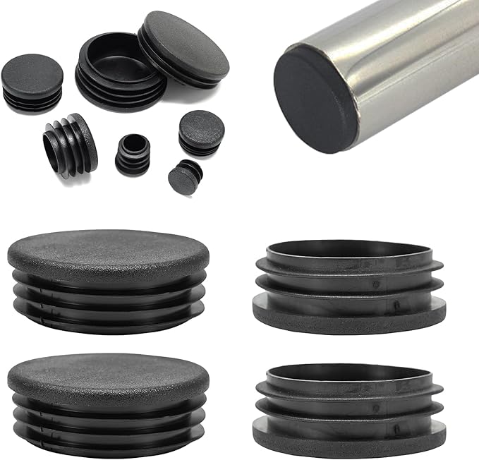 2-1/2" (63mm) Plastic Hole Plugs Black -Round Chair Leg Caps, Flush Mount Pipe Plugs, Tubing End Caps for Metal&Wood Legs Tube, Outdoor Furniture Feet caps & Table Plastic Plugs, 4 PCS by EASYEAH