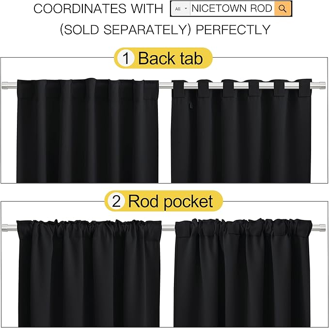 NICETOWN Halloween Blackout Curtains Window Drapes - (Black Color) W52 x L108, Double Panels, Blackout Draperies Window Treatment for Large Window - Image 3