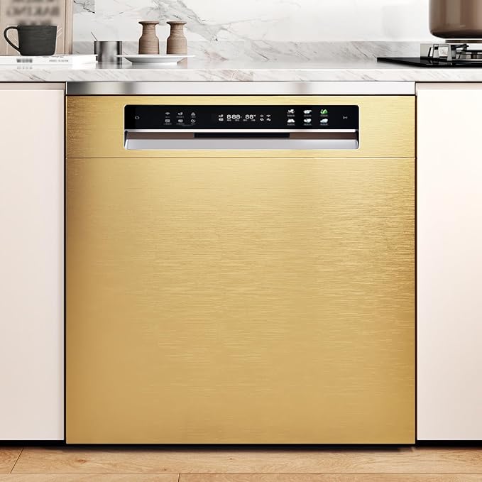 WESTICK Gold Stainless Steel Contact Paper for Appliances Textured Gold Refrigerator Wrap Peel and Stick Countertops Waterproof Heat Resistant Brass Fridge Vinyl Wrap for Cabinets Tables 15.8"x394" - Image 5