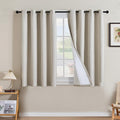 H.VERSAILTEX Linen Curtains 100% Blackout Curtains for Bedroom 45 inch Long Full Light Blocking Nature Linen Blended Window Curtains for Living Room Nickel Grommet (2 Panels, Heathered Linen) by HVERSAILTEX