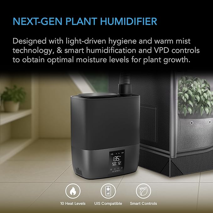 AC Infinity CLOUDFORGE T5, Warm Mist Plant Humidifier 9L with VPD Humidity 10-Level Controls, Hot/Cold Vaporizer for All Climates, Continuous Water Purifying, Extendable Targeted Hose for Grow Tents - Image 2