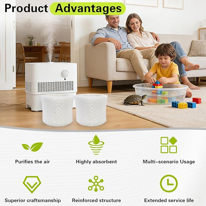 Xastro Upgraded Thickened Humidifier Wick Filter 2-Pack for Pelonis PSU10E1BB, PSU10E1WW, PSU10E2FWW, PSU10E2FBB - Replacement Humidifier Wicking Filter Compatible with Pelonis Humidifier - Image 5