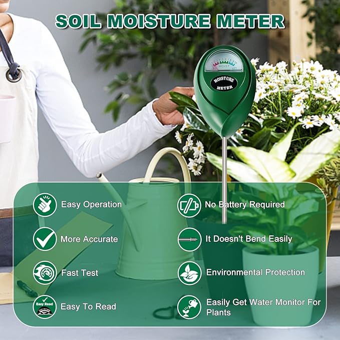 SZHLUX Moisture Meter Water Monitor Soil Hygrometer Sensor Care, Lawn, Farm, Indoor & Outdoor. (Plant Gifts for Gardeners), 10.23inch, Green - Image 5