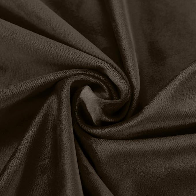 ChadMade Blackout Lined Premium Velvet Curtain Chocolate 100Wx84L Inch (1 Panel), Eyelet Grommet for Livingroom Bedroom Theater Studio, Leon Collection - Image 6