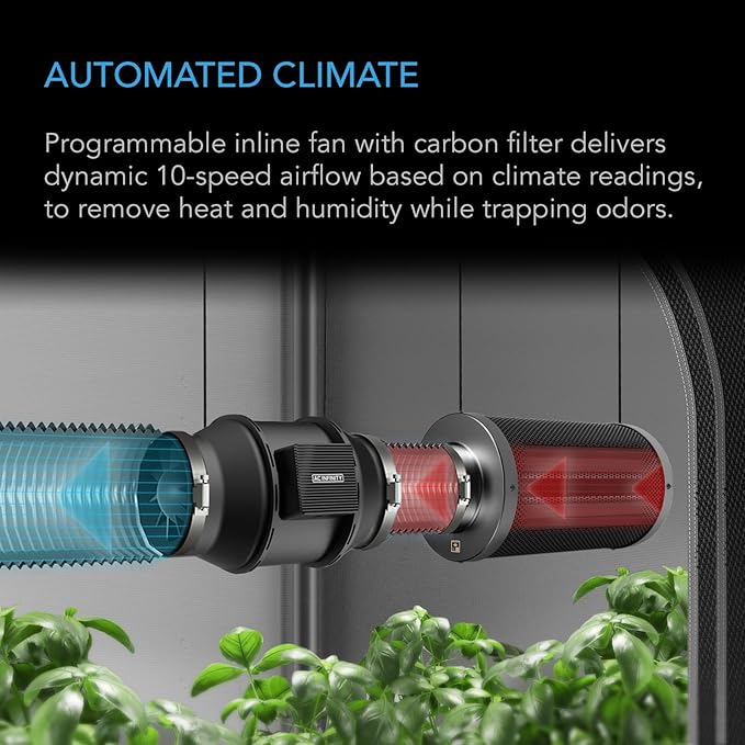 AC Infinity Advance Grow System 4x4, 4-Plant Kit, WiFi-Integrated Grow Tent Kit, Automate Ventilation, Circulation, Schedule Full Spectrum Samsung LM301H LED Grow Light, 2000D Mylar Tent - Image 4