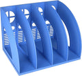 SAYEEC Sturdy Magazine Holder Plastic 4 Compartment Desk File Organizer Vertical Documet A4 File Divider Paper Storage Magazine Rack for Office Home School Organizer Box(Bule) by SAYEEC