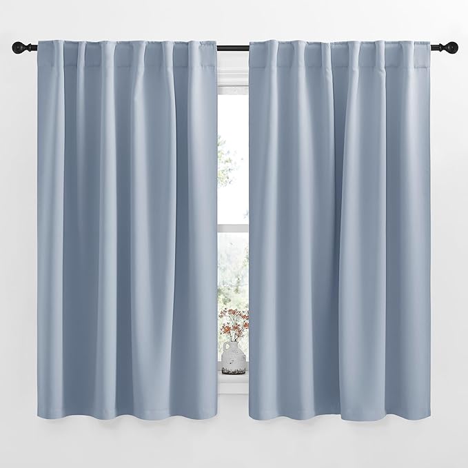 NICETOWN Blackout Curtains Window Drapes - (Vintage Blue Color) 52 inches W by 54 inches L, Set of 2, Blackout Curtain Panels for Boy's Nursery by NICETOWN