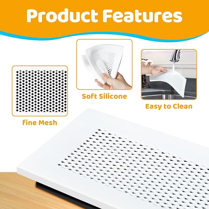 Orzbow Baby Proofing Soft Silicone Vent Cover for Home Wall/Ceiling/Floor Register of Width 5.3" to 5.9", Length 11.3" to 11.9", Child Proof Floor Air Vent Deflector Cover, Easy Install, White, 2 Pack - Image 6