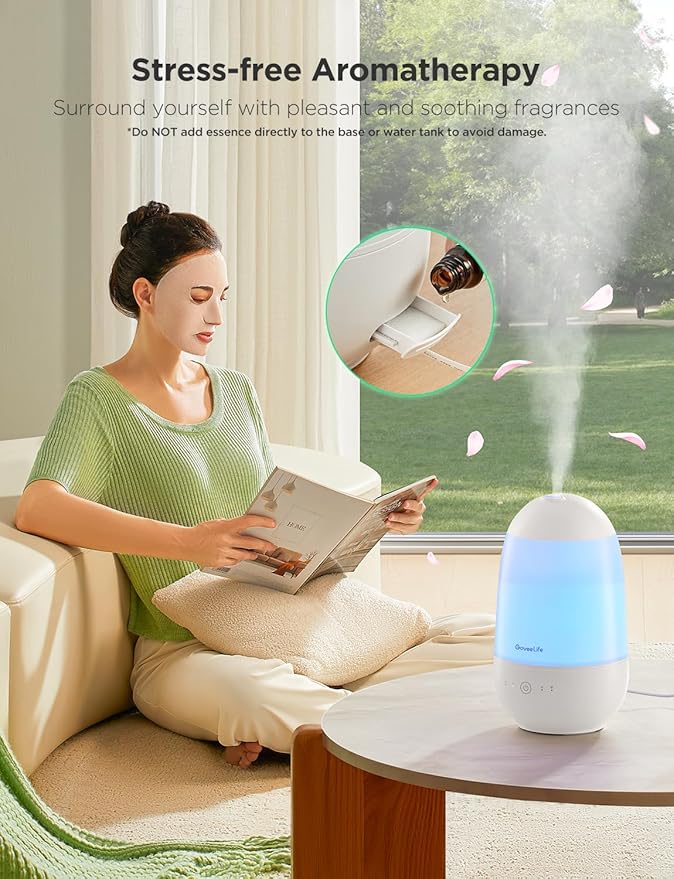GoveeLife Humidifiers for Bedroom, Smart Cool Mist Air Humidifier for Baby, Nursery, Plants, Easy to Clean & Top Fill Ultrasonic Humidifier with APP & Voice Control, Essential Oil Diffuser, Nightlight - Image 9