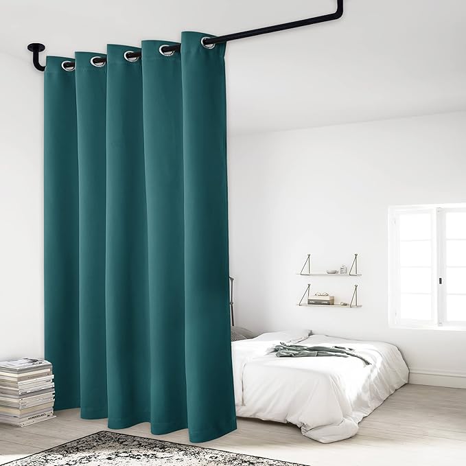 NICETOWN 100% Blackout Patio Sliding Door Curtain, Wide Lined Drape, Keep Warm Drapery, Sliding Glass Door Panel for Night Shift（Sea Teal, 1 Panel, 70 inches Wide x 95 inches Long - Image 9