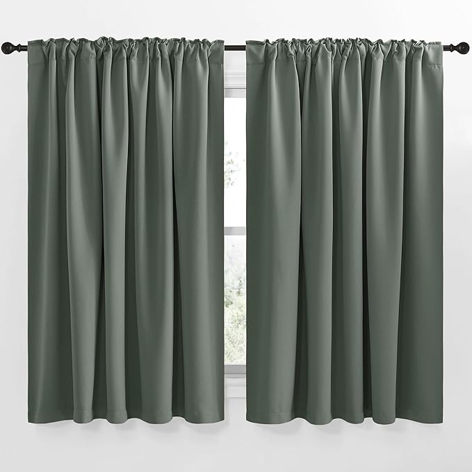 NICETOWN Blackout Curtain Panels Window Draperies - (Dark Mallard Color) 70x63 inch, 2 Pieces, Insulating Room Darkening Blackout Drapes for Bedroom - Image 2