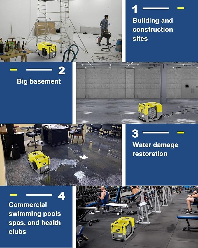 ALORAIR 264 PPD LGR Commercial Dehumidifier High Performance Industrial Dehumidifier with Pump, Compact, Portable Industrial dehumidifier for Water Damage Restoration, Yellow - Image 5