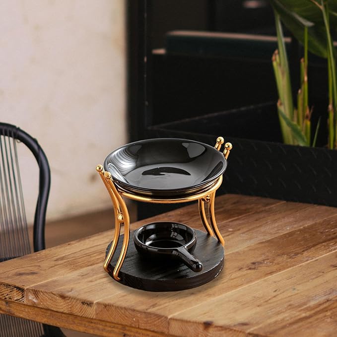 Tealight Candle Holder Oil Burner Wood Ceramic Aromatherapy Diffuser Wax Melt Burner for Yoga SPA Bedroom Bathroom Home Decoration - Image 5