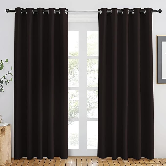 NICETOWN Toffee Brown Blackout Curtains 84 inch Length, Grommet Top Room Darkening Drapes for Bedroom Living Room, Light Blocking Window Covering for Privacy (W66 x L84 Inch, 1 Panel) by NICETOWN