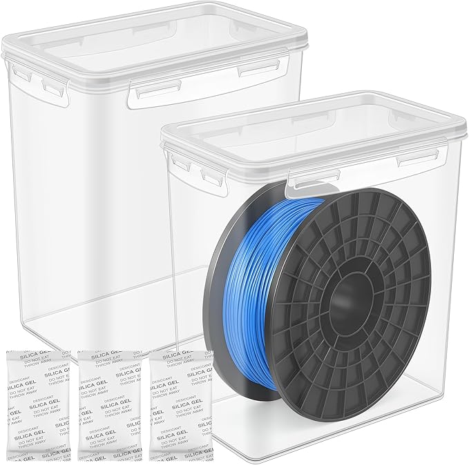 2 Pcs Filament Storage Box for 3D Printer 10 x 9 x 6 Inches Filament Storage Container Bin Dryer Box with Reusable Desiccants Total 10 Ounce by Kritkin