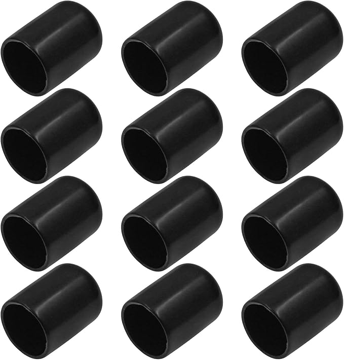 12Pcs Round Rubber End Caps 3/4" (19mm) ID Vinyl Flexible Bolt Chair Foot Covers Screw Thread Chair Leg Protectors for Round Tubing Bolt Desk Chair Leg (Black) by Bonsicoky