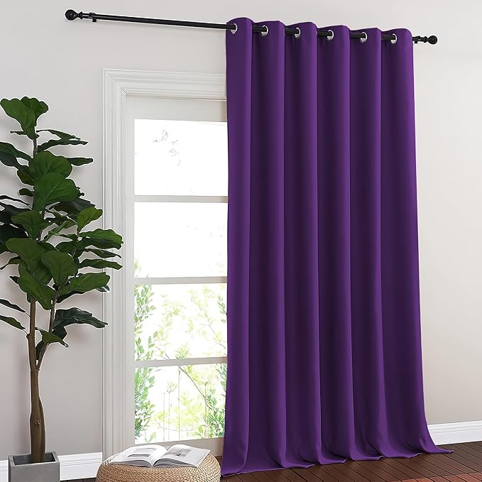 NICETOWN Room Divider Curtain 132 Inches Long, Wide Blackout Sliding Door Curtain for Bedroom, Room Darkening Privacy Window Curtain for Patio Door (1 Panel Set, Royal Purple, 80 x 132 Inch) - Image 8