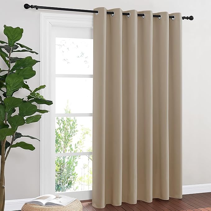 NICETOWN Blackout Sliding Door Curtains 84 Inch Length, Extra Wide Room Divider Grommet Energy Saving Thermal Insulated Curtain for Patio Door Window(W80 x L84, 1 Panel, Taupe) by NICETOWN