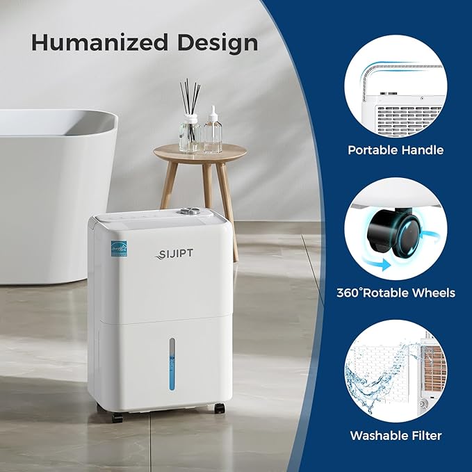80 Pints Dehumidifier with Pump, Sijipt Energy Star Dehumidifier for Basement Home and Large Room with 6.56 inch Drain Hose, Auto-Shutoff 24H Timer, and Memory Starting - Image 6
