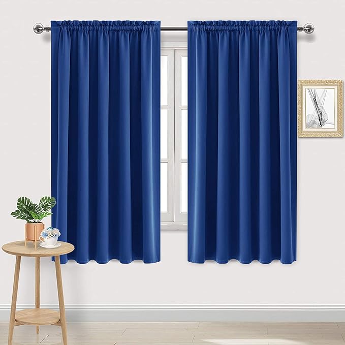 DWCN Blackout Curtains for Bedroom – Rod Pocket Thermal Insulated Noise Reducing Noise Reducing Drapes for Living Room, W 60 x L 63 Inch, 2 Panels, Classic Blue by DWCN