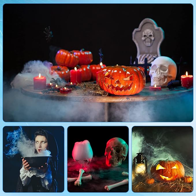Yaomiao 1 Piece Halloween Mist Maker Fogger Small Ultrasonic Fog Machine Fountain Mister Fogger Water Garden Pond Foggers Air Humidifier with 12 LED Light Flashes for Halloween (Silver) - Image 6