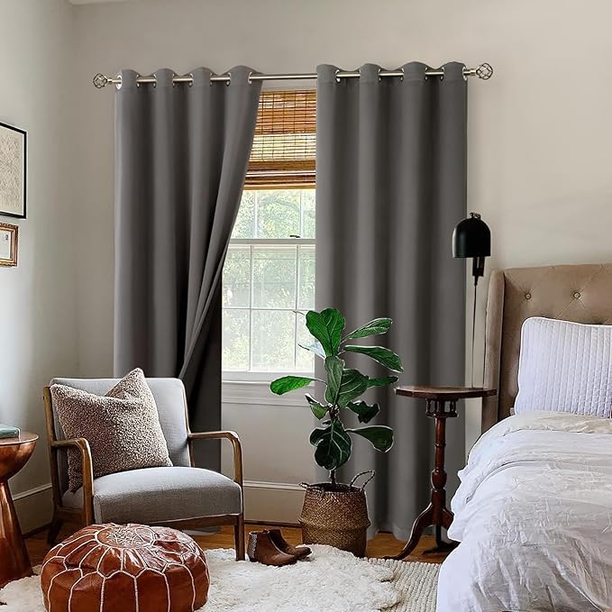 BGment Grey Blackout Curtains 95 Inches Long 2 Panels Set for Living Room, Thermal Insulated 100% Light Blocking Curtains & Drapes, Grommet Soundproof Curtains for Bedroom Window, Each 52 Wide - Image 2
