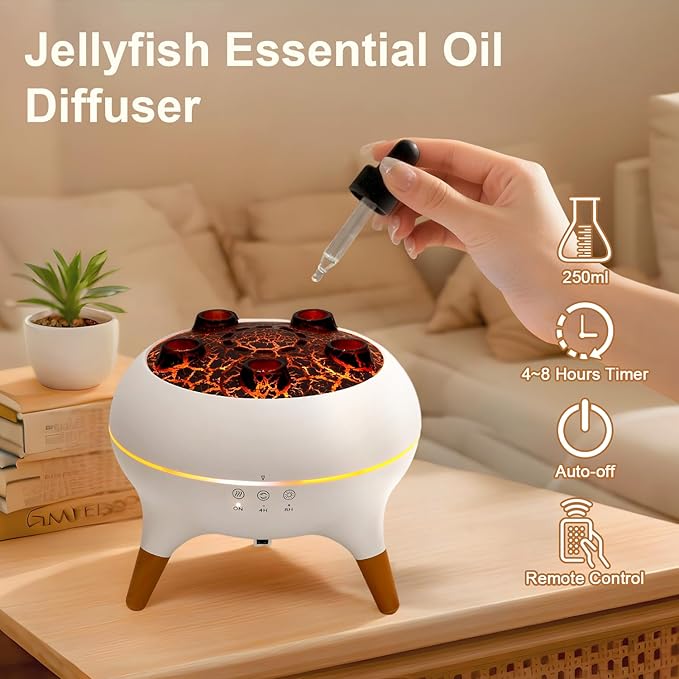Jellyfish Diffuser, 0.66gal(250ml) Remote Control 7 Colors LED Lights, Easy Clean & Top Fill, Quiet with Ultrasonic, Cool Mist Humidifier for Travel Office Bedroom Baby Nursery - Image 3