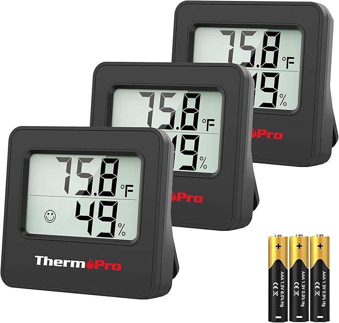 ThermoPro TP157 3 Pack Hygrometer Indoor Thermometer for Home, Room Thermometer Humidity Meter with Accurate Temperature Humidity Sensor for Greenhouse Baby Room Office by ThermoPro