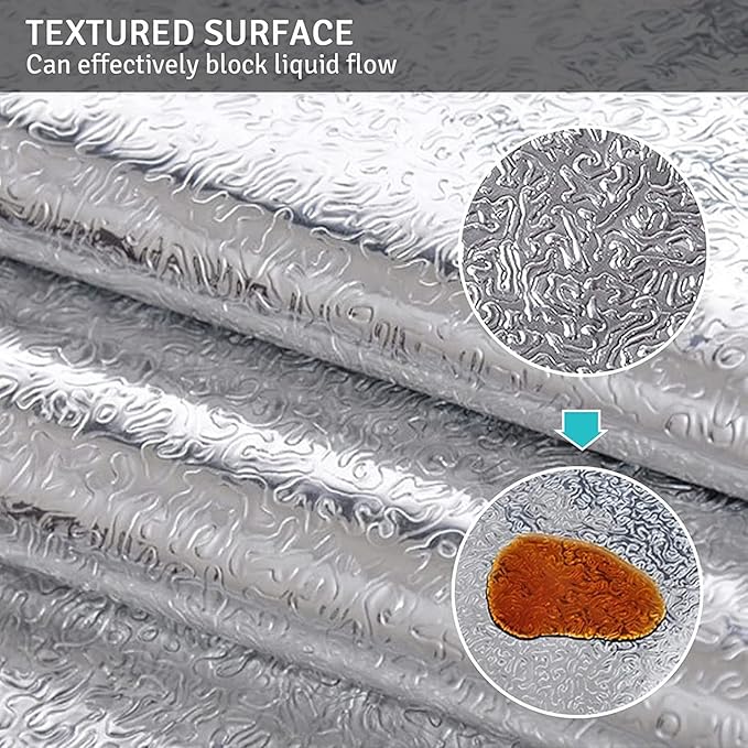 Kitchen Backsplash Wallpaper Peel and Stick Aluminum Foil Contact Paper Self Adhesive Oil-Proof Waterproof Heat Resistant Wall Sticker for Countertop Drawer Liner Shelf Liner(15.7X197 Inches) - Image 5