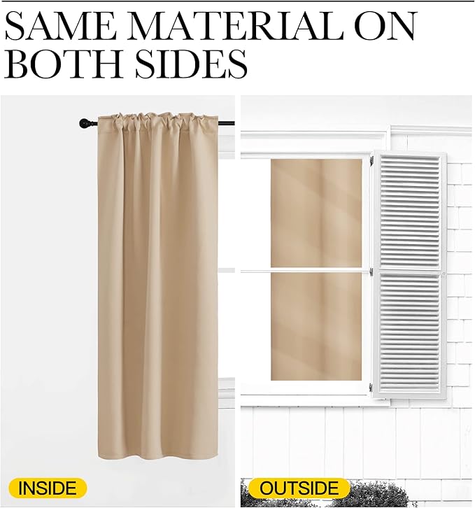 NICETOWN Window Treatment Room Darkening Curtains - (Biscotti Beige Color) 34 Width X 84 Length, 1 Pair, Solid Thermal Insulated Blackout Rod Pocket & Back Tab Curtains and Drapes for Bedroom - Image 6