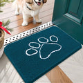 OLANLY Dog Door Mat for Muddy Paws 24x16, Paw Print Design, Absorbs Moisture and Dirt, Absorbent Non-Slip Washable Doormat, Quick Dry Chenille Mud Mat, Entry Indoor Entryway Carpet, Atlantic Blue by OLANLY