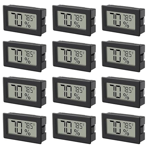 12 Pack Mini Hygrometer Indoor Humidity Meter Hygrometer Thermometers Humidity Meters Gauge Hygrometer Mini Digital Thermometer Hygrometer with Fahrenheit (℉) for Humidors, Greenhouse, Garden by DWEII