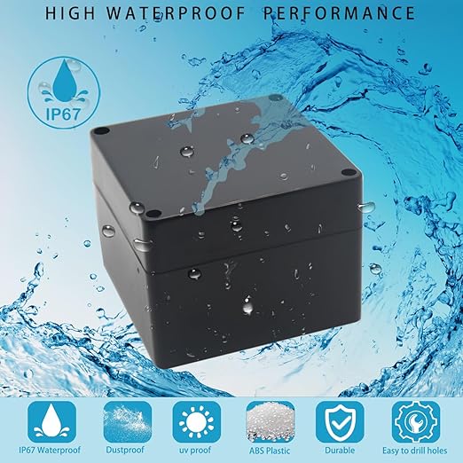 Watertight Junction Box, IP67 Waterproof Project Box Durable ABS Plastic Electronic Enclosure Case for DIY Electrical Project Black 4.72" x 4.72" x 3.54"(120 x 120 x 90 mm) - Image 7