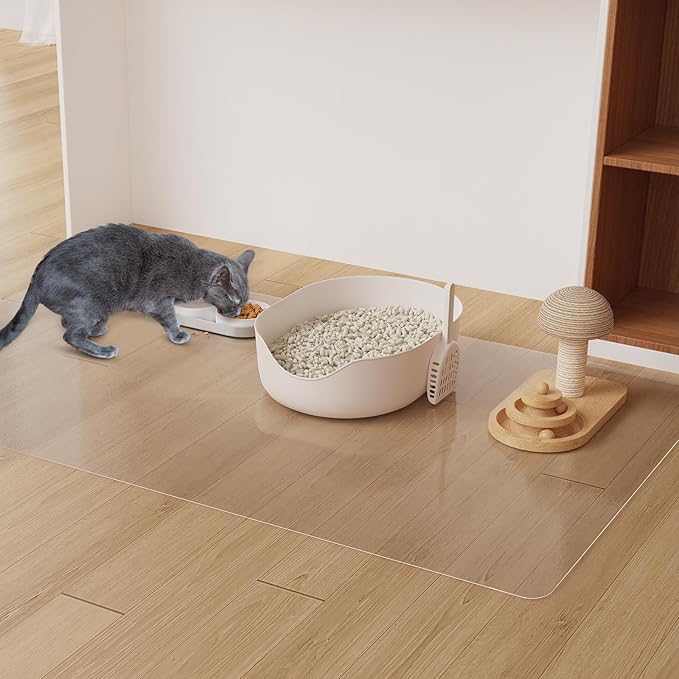 3'×5' Frosted Clear Waterproof Area Mat for Hard Floor, No Scratches Plastic Floor Mat for Litter Boxes, Spill-Resistant Easy Cleaning Floor Protector for Under Refrigerator, Plant Pots by Unknown