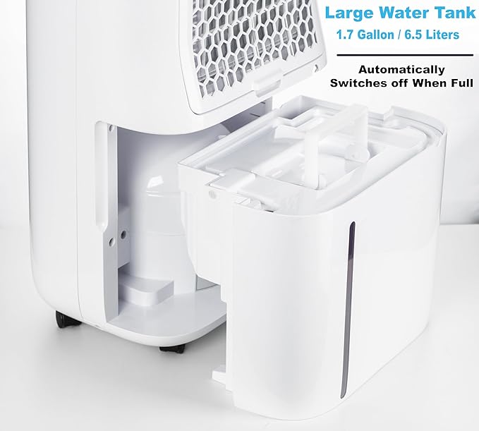Nyxi 4,500 Sqft / 50 Pints Compressor Dehumidifier, Smart Digital Humidity Control, XL Water Tank 1.7 Gallon, Drain Hose Option, 24-Hour Timer, Removes Moisture for Home, Laundry, Office - Image 8