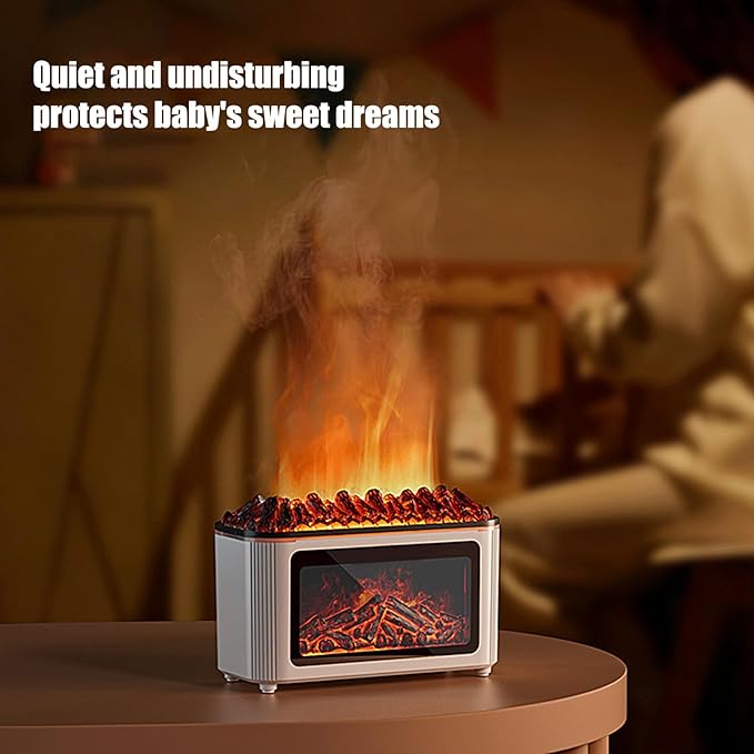 Aroma Diffuser with Fireplace Effect | 160 ml Ultrasonic Quiet Humidifier with 7 Flame Colours | Oil Diffuser – for Office Bathroom Car Spa Room Yoga Meditation Classroom Hotel - Image 5