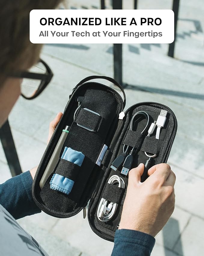 SIDE BY SIDE Electronics Organizer Travel Case for Cables, Charger, Power Bank – Tech Bag for MacBook Accessories, Adapter – Slim Cord Organizer Bag with Gift Box for Travel & Daily Use - Image 6