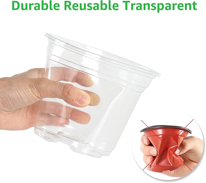 36 Packs 5/4/3.5 Inch Clear Nursery Pots with Humidity Domes, Transparent Plant Pots with Drainage Holes, Variety Pack Seedling Pots for Vegetable Propagation, Root Cutting, Seed Starting - Image 4
