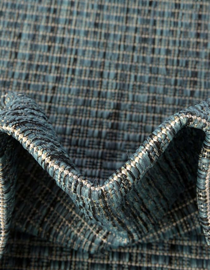 Unique Loom Outdoor Solid Collection Area Rug (6' 1" Square Teal/Navy Blue) - Image 6