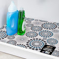 GORILLA GRIP LeakGuard Non-Adhesive Under Sink Mat for Kitchen Cabinet, 24x50, Waterproof Quick Dry Shelf Liner, Durable Absorbent Felt Mats for Bathroom Sink, Cabinets, Dresser, Spiral Gray Turquoise by GorillaGrip