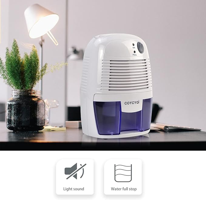 Small Dehumidifier,12V3A adapter，1200 Cubic Feet (215 sq ft) Portable Mini Dehumidifier Quiet Use for High Humidity in Home, Bathroom, Bedroom, Office, Basements, Wardrobe Closet,RV - Image 3