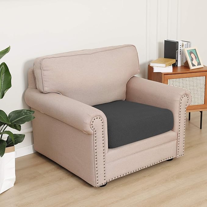 Easy-Going Stretch Cushion Cover Sofa Cushion Furniture Protector Sofa Seat Sofa slipcover Sofa Cover Soft Flexibility with Elastic Bottom(Chair Cushion,Dark Gray) - Image 2